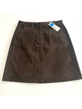 NWT Covington Y2K Brown Corduroy Knee Length Skirt Pockets Slit Women’s Size‎ 14
